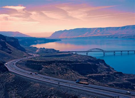 Washington Photo To Painting Vantage Bridge Wanapum Lake Sunset