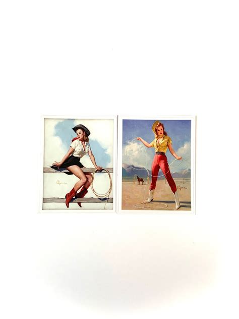 1950 s cowgirls pin ups by gil elvgren sticker prints 2 etsy