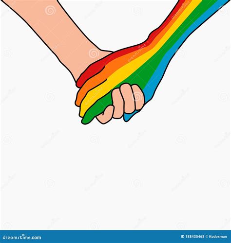 Lgbtq Plus Holding Hands Rainbow Flag Gay Pride Vector Template Design