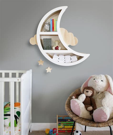 Create A Fun Kids Space With This Unique Moon Shaped Feature Wall Shelf