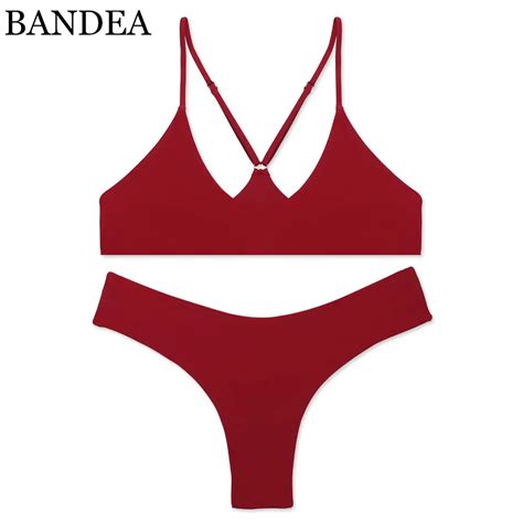 Bandea Bikini Set 2019 Women Swimwear Sexy Bikini Brazilian Bikini Solid Color Halter Swimsuit