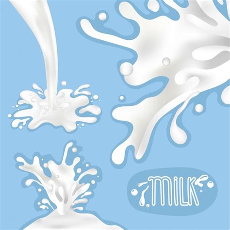 Premium Vector Milk Splash Set Vector Illustration