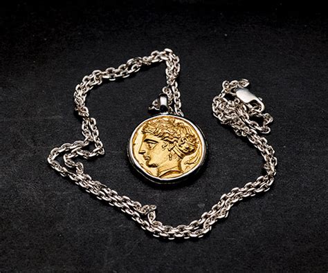 Sterling Silver Greek Coin Necklace Women Ancient Coins Necklace