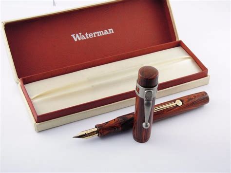 Vintage Waterman 52v Fountain Pen Red Ripple Lever Filler In Box Usa