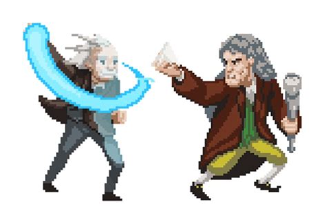 Science Combat Pixel Beatemup S Einstein Darwin Und Newton