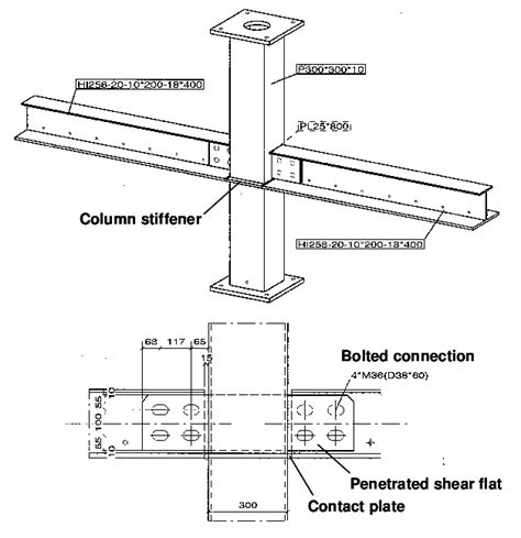 3 Steelwork Connection Between Asymmetric Steel Beams And A Rectangular