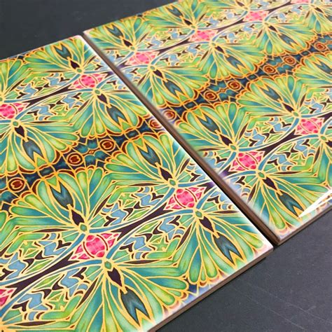Nouveau Style Moss Green Butterfly Tiles Beautiful Green Turquoise
