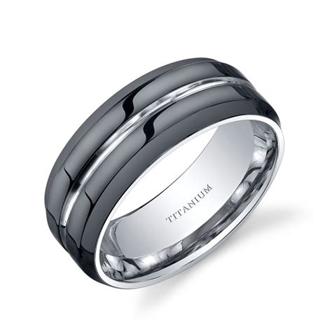 Mens Modern Style Comfort Fit 8mm Wedding Ring In Titanium R126603t