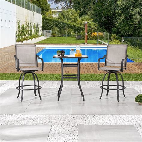 Lokatse Home Bar Height Bistro Patio Table Set 3 Piece High