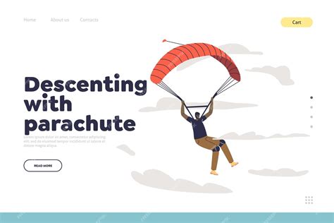 Premium Vector Descending With Parachute Concept Of Landing Page With