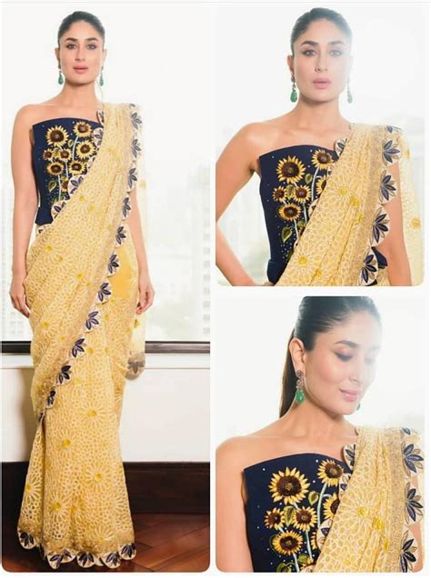 Kareena Kapoor Khan In Yellow Hand Embroidered Girikh Saree Lady India
