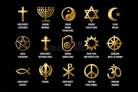Conjunto De Signos Religiosos Iconos Para La Religión Stock De