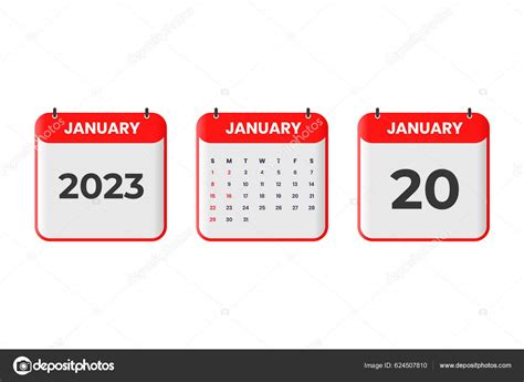 January 2023 Calendar Design 20th January 2023 Calendar Icon Schedule