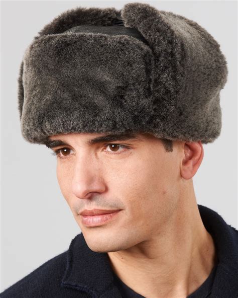 Black Frosted Shearling Sheepskin Russian Hat