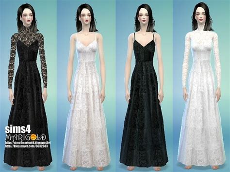 Long Lace Dress At Marigold Sims 4 Updates