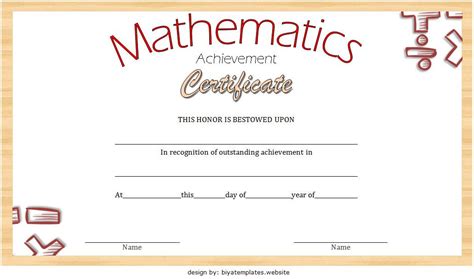 Math Achievement Certificate Template Free Certificate Templates