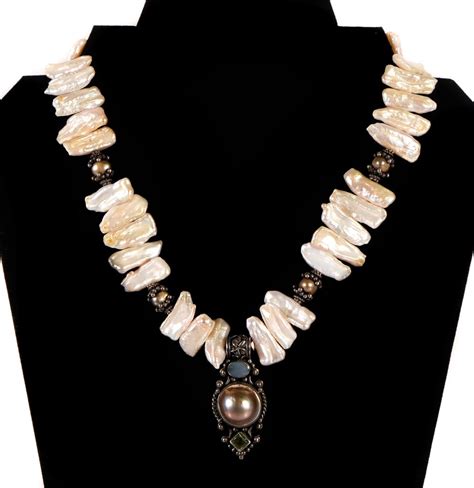 Bid Now Vintage Sterling Natural Pearl And Gemstone Necklace Invalid