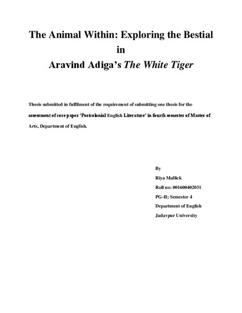The White Tiger Book Summary A Study Guide For Aravind Adiga S The
