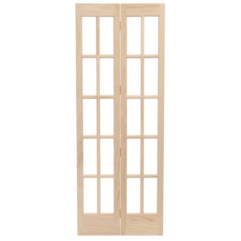 Pinecroft 36 In X 80 In Classic French Glass Wood Universal Reversible Interior Bi Fold Door