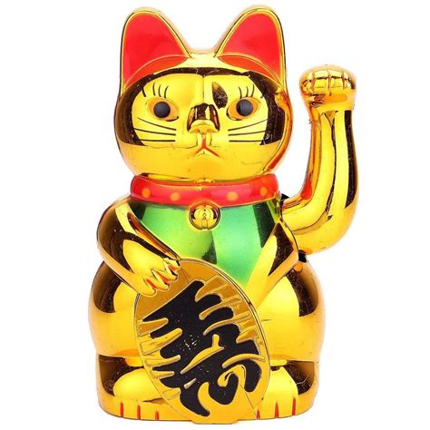 Gold Maneki Neko Cute Lucky Cat Electric Craft Art Home Shop Hotel