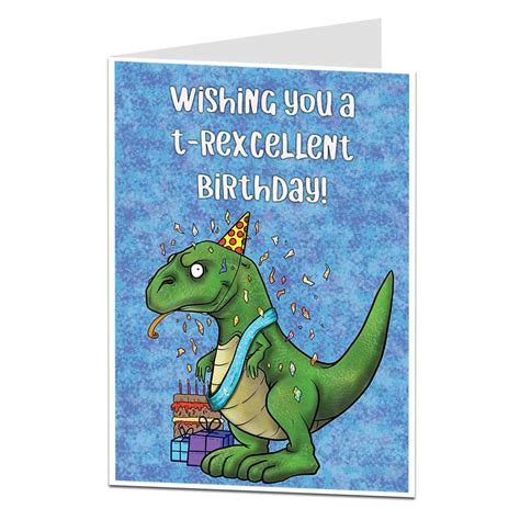 Send a whole lot of roarsome dino birthday wishes with a card that is out of this world! Funny Birthday Card | T-Rexcellent Dinosaur Theme | LimaLima.co.uk