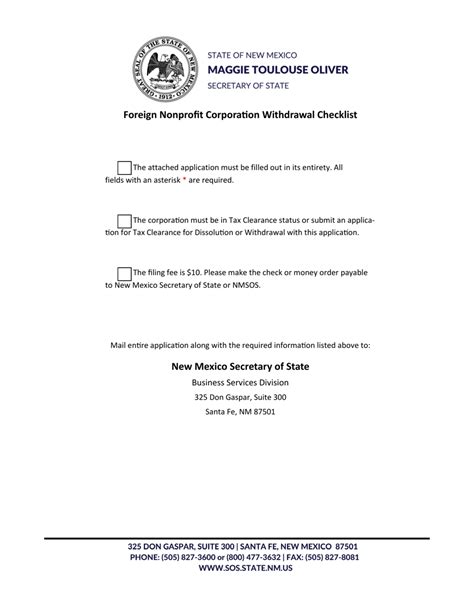 New Mexico Foreign Nonprofit Corporation Application For Certificate Of