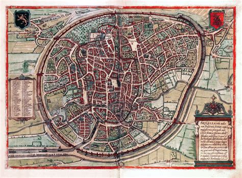 Large Detailed Medieval Map Of Brussels City Brussels Belgium