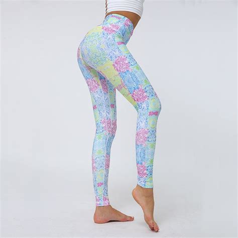 Women Flower Printing Workout Leggings Gym Pants Women Yoga Pants Women High Waist Yoga Pants