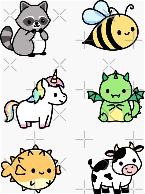 Cute Animal Sticker Pack 5 Sticker By Littlemandyart