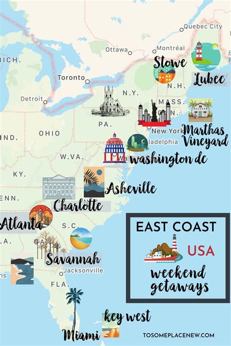 East Coast Usa Vacation Ideas East Coast Map East Coast Weekend