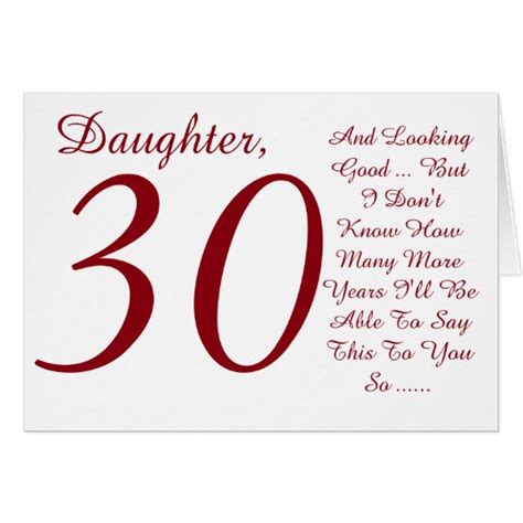 Fun 30th Birthday Daughter Red And White Text Card