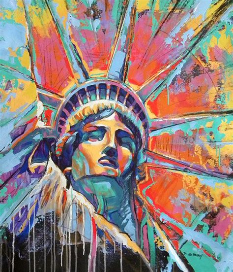 Abstract Painting Statue Of Liberty New York 36x42 Large