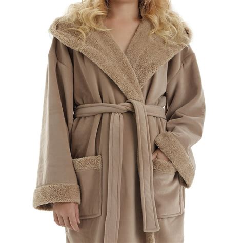 Arus Womens Hooded Sherpa Robe Soft Plush Fleece Bathrobe Walmart