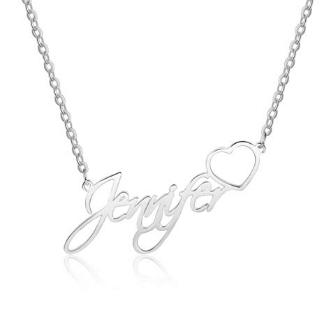 Cursive Script Heart Name Necklace Personalized Faruzo