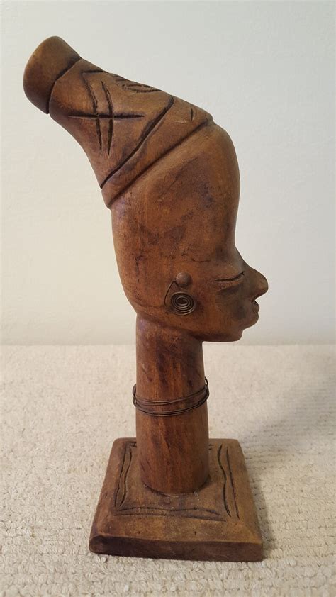 African Tribal Head Carved Wood Folk Art Etsy