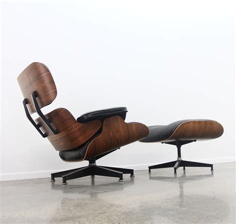 Eames Lounge Chair Ottoman In Black Leatherrosewood 1970s 82169
