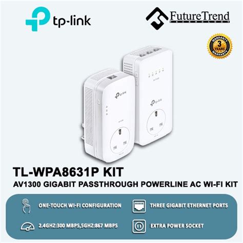 Tp Link Tl Wpa8631p Kit Av1300 Gigabit Passthrough Powerline Ac Wi Fi