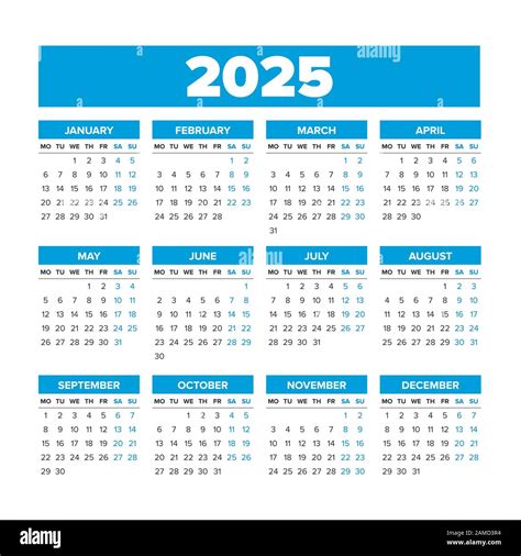2025 Calendar Stock Vector Images Alamy