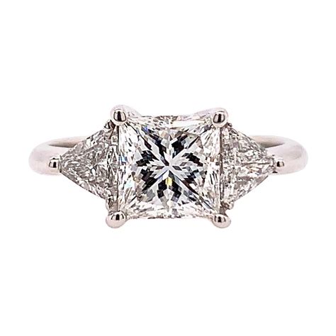 1 70 Carat Princess Cut Diamond 3 Stone 18 Karat White Gold Engagement