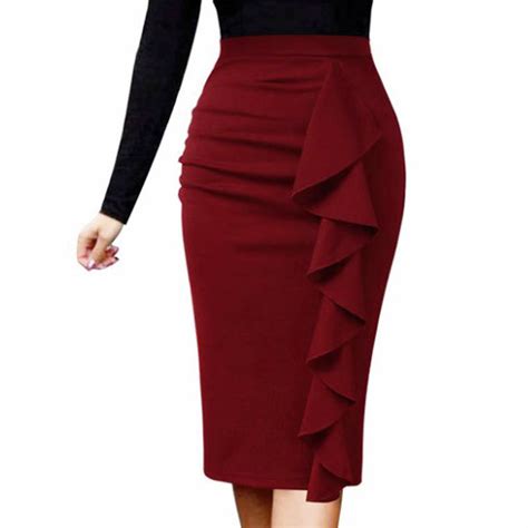 New Product Sexy Lady Big Pleated Tight Knee Length Pencil Skirt Office Design Buy Pencil