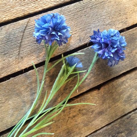 Artificial Blue Cornflowers Faux Silk Wild Flowers
