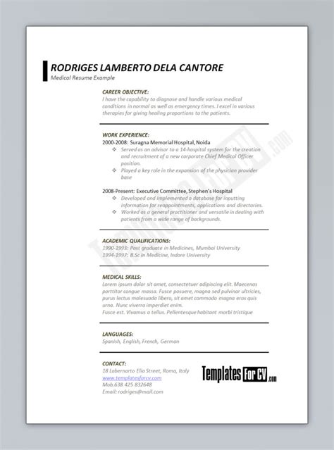 Medical certificates are documents that doctors write as proof of their interaction with their clients. Medical cv template