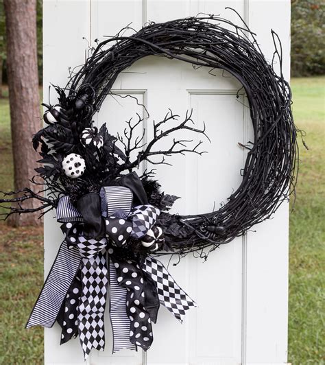 Halloween Wreath With Bow Diy Halloween Door Hanger