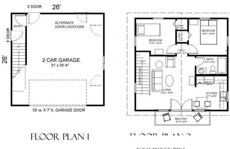 2 Car Garage Plan With Two Story Apartment 1307 1bapt