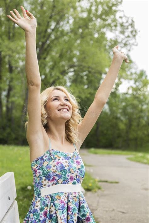 Free Happy Woman In Spring Park Smiling Joyful Stock Image Image Of