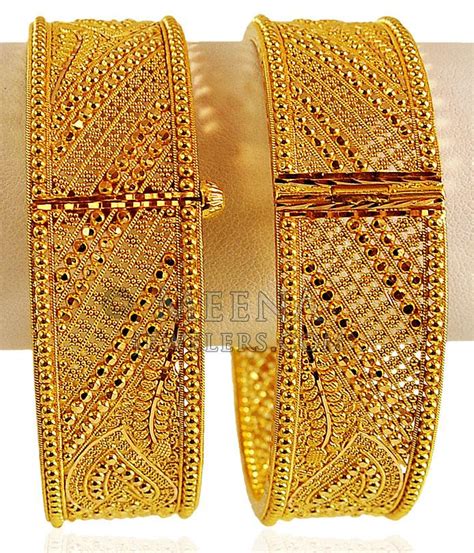 22 Karat Gold Kada Pair Baka20666 22k Gold Traditional Indian