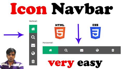 Icon Navbar Using Html And Css Very Easy Youtube