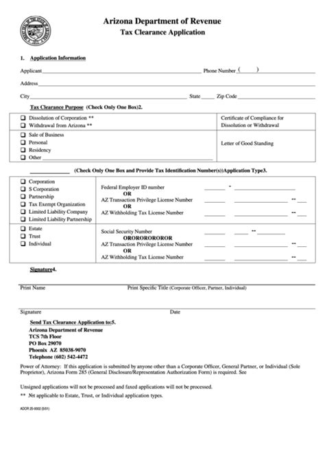 Pcc for foreign passport holders: Form Ador 25-000 - Tax Clearance Application Form - Arizona Department Of Revenue printable pdf ...