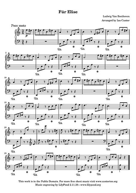 Für Elise Simplified Klavier Noten Cantorion Freie Noten