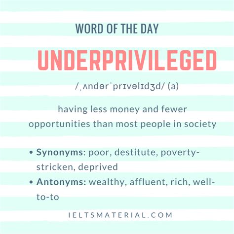 Underprivileged Word Of The Day For Ielts Speaking And Writing